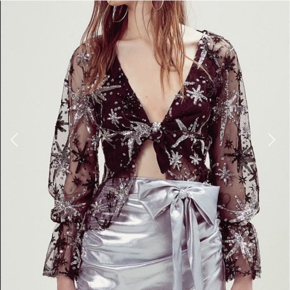 for love and lemons top blacck and silver sequin top! sequin stardust!